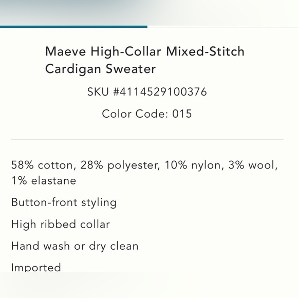 Anthropologie x Maeve High-Collar Mixed-Stitch Cardigan Sweater Size XS NWT - Picture 5 of 12